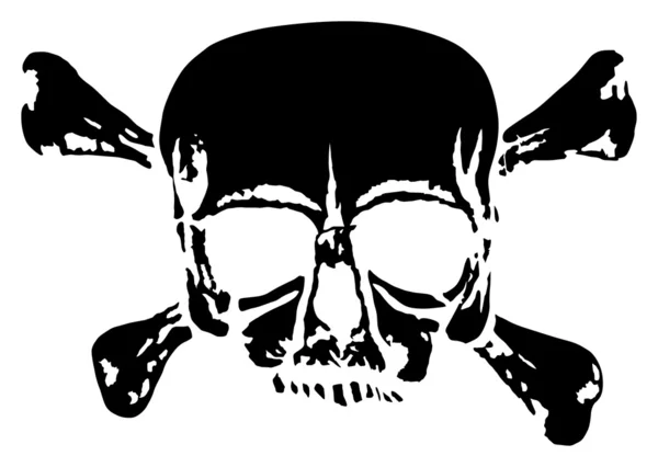 Crâne et os isolés sur blanc — Image vectorielle
