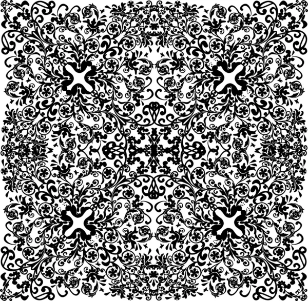 Plein gekrulde zwarte patroon op wit — Stockvector