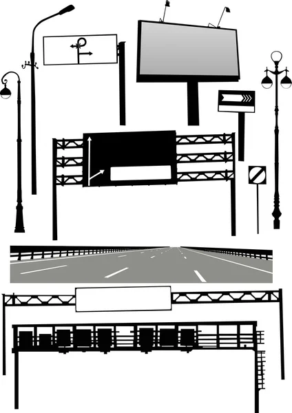 Verschiedene Straßenelemente Sammlung Illustration — Stockvektor