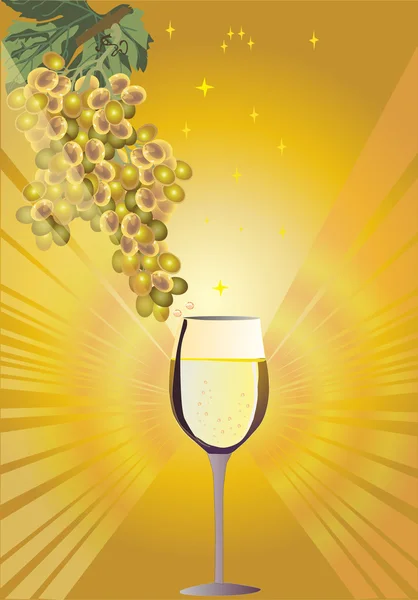 Bright wine and grapes — Stock Vector