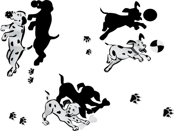 Illust con cachorros dálmatas juguetones — Archivo Imágenes Vectoriales