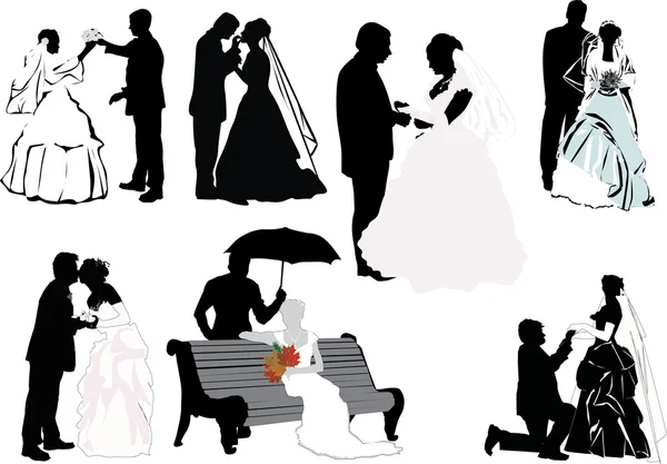 Wedding couples collection — Stock Vector