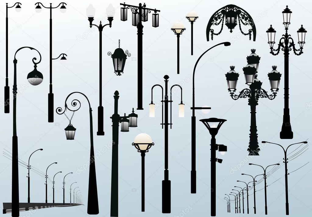 street lamps on light background