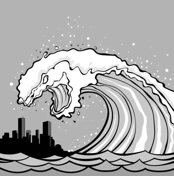 Monstruo tsunami — Vector de stock