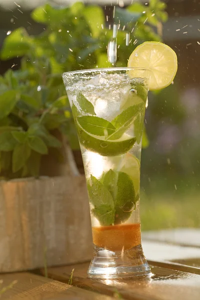 Frischer Cocktail mit Minze und Zitrone — Stockfoto