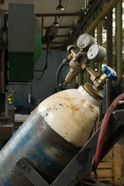 stock image Gas Cylinder and pressure gauge