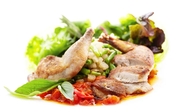 Roasted Pheasant with Tomatoes Sauce — Stock Photo, Image