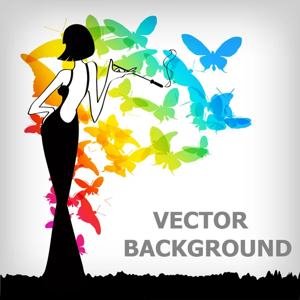 Vector vintage retro vrouw — Stockvector
