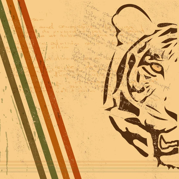 Vintage Paper Hintergrund mit Tiger verbranntem Papier — Stockvektor