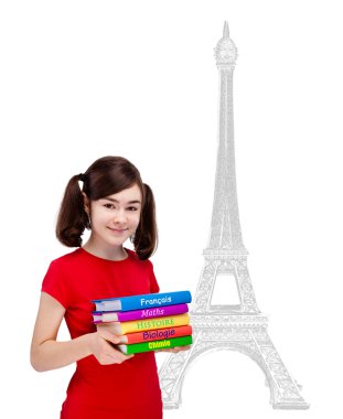 Student holding books clipart