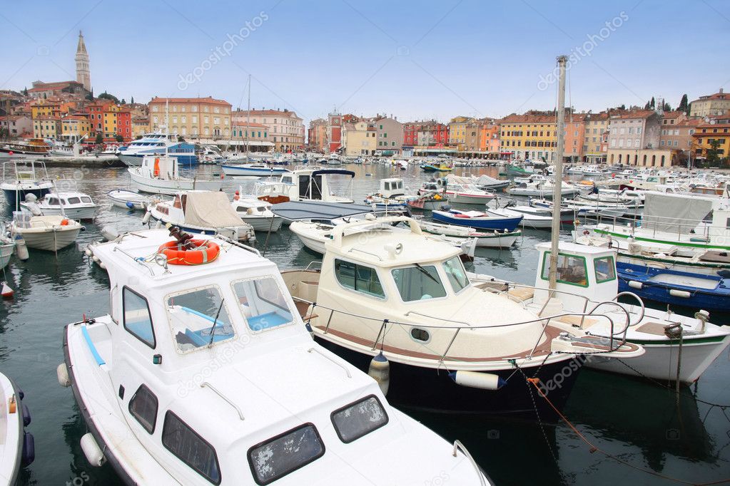 Boats in Rovinj marina, Istria, Croatia