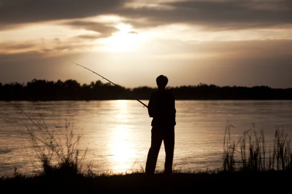 stock image The fisherman at sunset