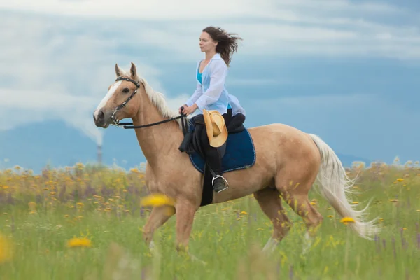 Op het paard — Stockfoto