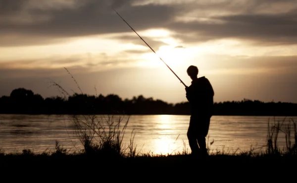 stock image The fisherman at sunset