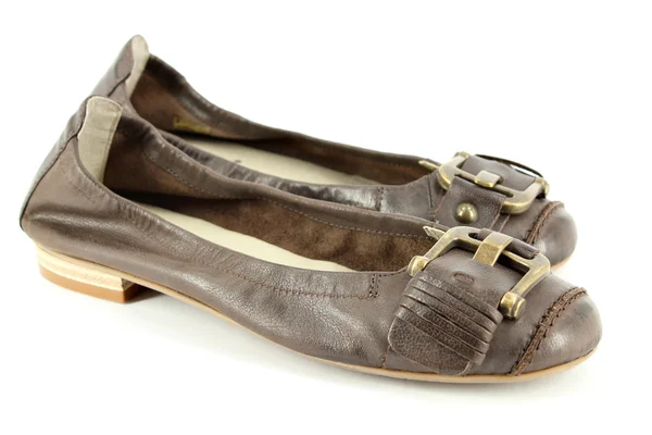 Bayan deri düz ayakkabı — Stok fotoğraf