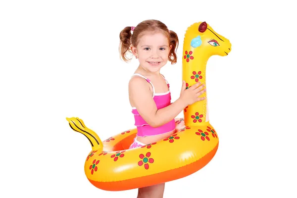 Happy little girl ready for beach — Stock Photo, Image
