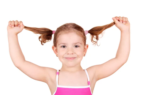 Kleines Mädchen mit Zöpfen Porträt — Stockfoto