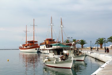 Fishing boats and sailboats clipart