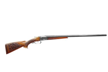 Woodcut decorated hunting rifle isolated on white background clipart