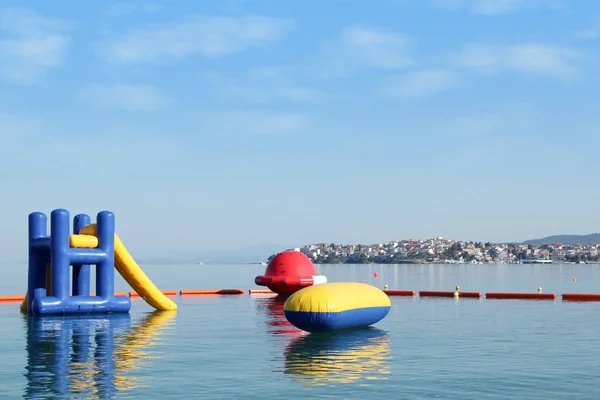 stock image Beach toys and equipment floating on sea Neos Marmaras Sithonia Halkidiki G