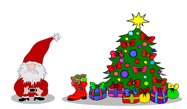 Papai Noel christmastree — Fotografia de Stock