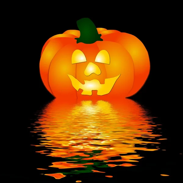 Halloween Pumpkin in water — Stock Photo, Image