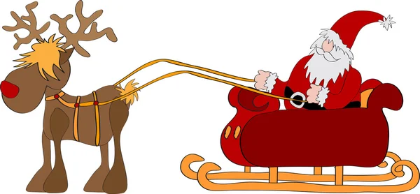 Weihnachtsmann mit Schlitten — Stockvektor