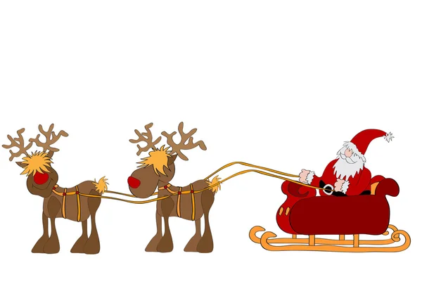 Santa Claus with sleigh — Stock Vector