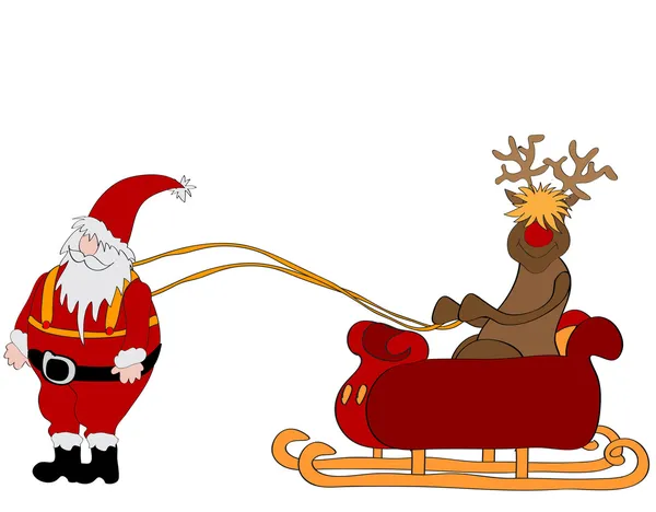 Père Noël avec traîneau — Image vectorielle