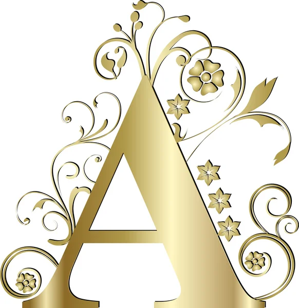 Capital letter A gold — Stock Vector