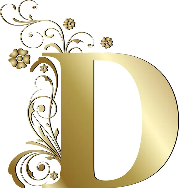 Iso kirjain D kulta — vektorikuva