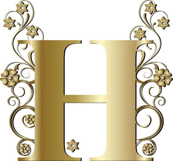Nagybetű H arany — Stock Vector