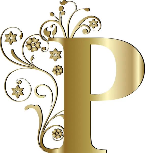 stock vector capital letter P gold