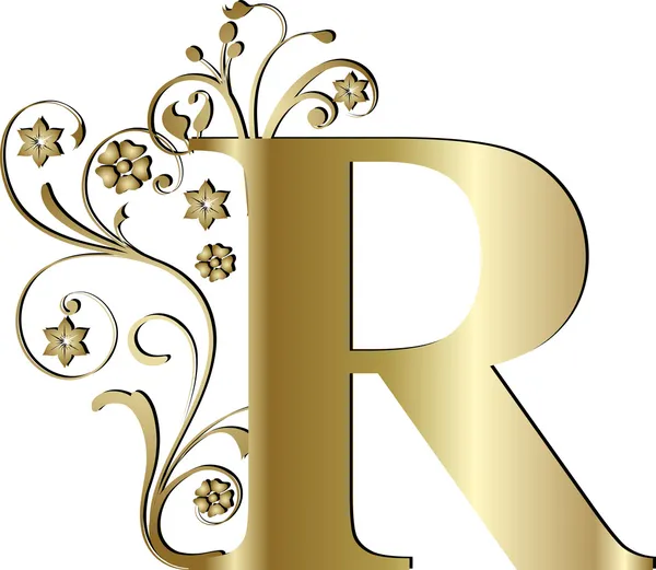 Velké písmeno R zlato — Stockový vektor