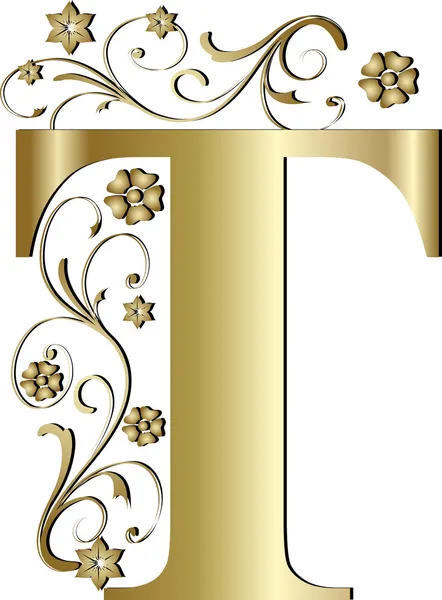 Столична літера Т золото — стоковий вектор