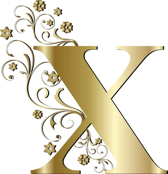 Letra mayúscula X oro — Vector de stock