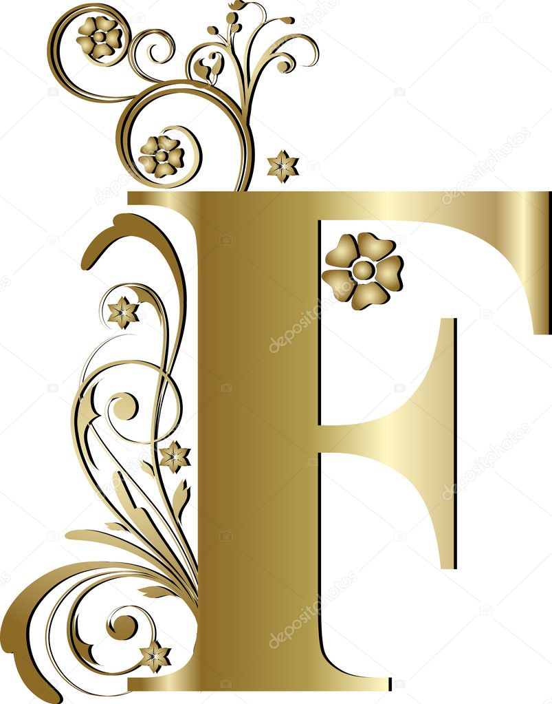 Capital letter F gold Stock Vector by ©pdesign 6058364