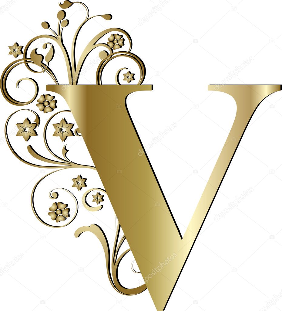Capital letter V gold — Stock Vector © pdesign #6058397