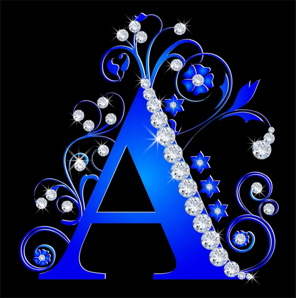 Lettre majuscule A bleu — Image vectorielle