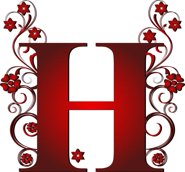 Capital letter H red — Stock Vector