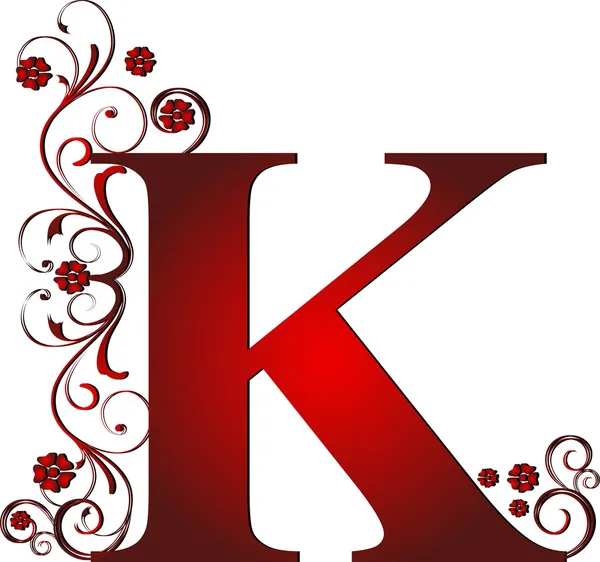 Capital letter K red — Stock Vector