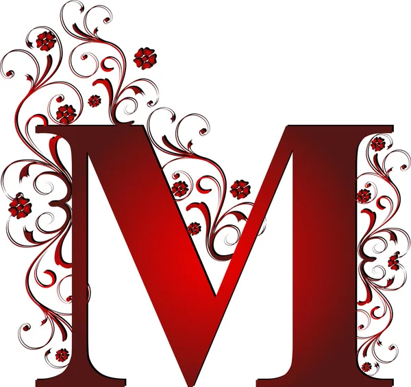 Letra maiúscula M vermelho — Vetor de Stock