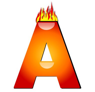 Letter A on Fire clipart
