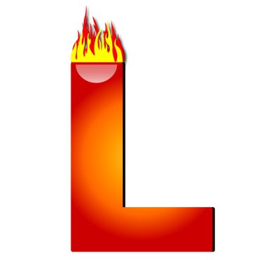 Letter L on Fire clipart