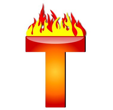 Letter T on Fire clipart