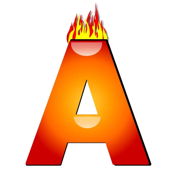 Letra A en llamas — Foto de Stock