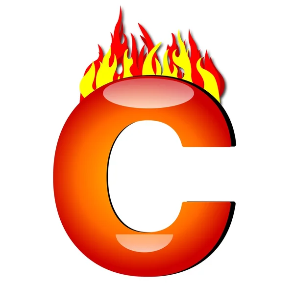 Carta C sobre o fogo — Fotografia de Stock