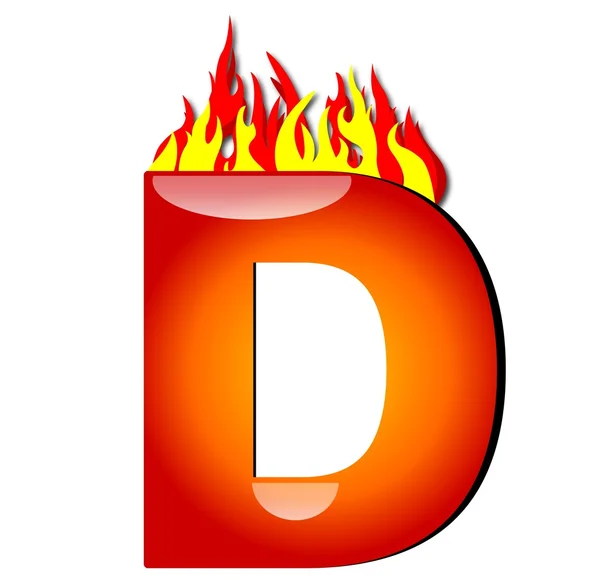 Letra D sobre fuego — Foto de Stock
