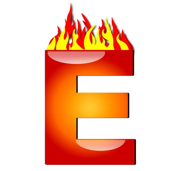 Letra E en llamas —  Fotos de Stock