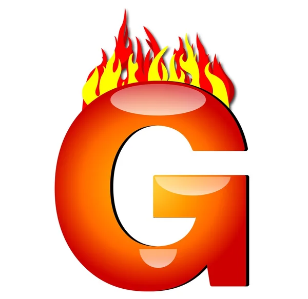 Letra G sobre fuego —  Fotos de Stock